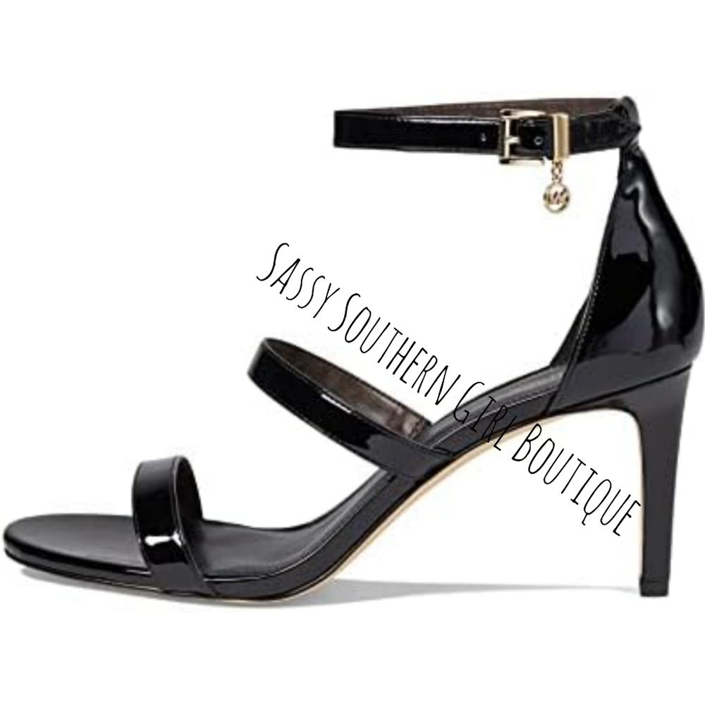 🆕⭐ Micheal Kors Black Patent Sandals Heels - Picture 4 of 16